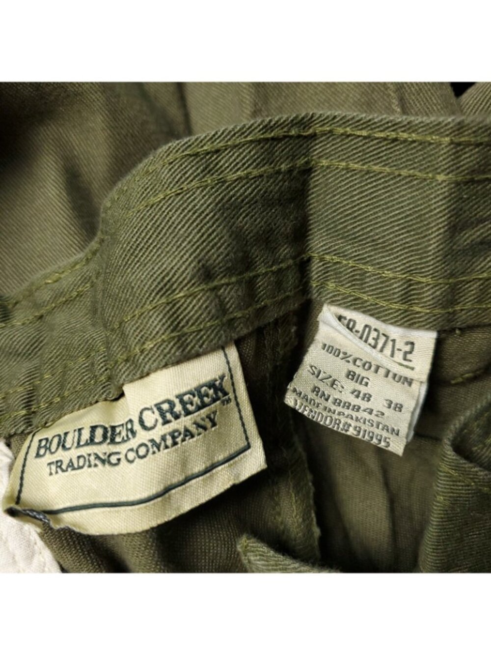 Boulder Creek Cargo Pants Mens 48 x 38 Big Tall Green Chino Khaki Y2K Cotton - Picture 2 of 9